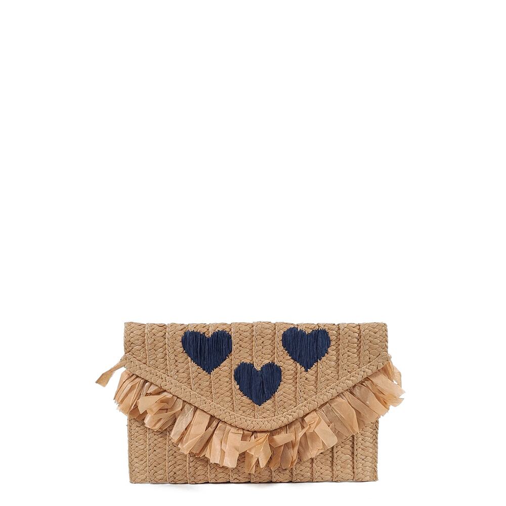 Btb Los Angeles Tan Be Mine Straw Clutch